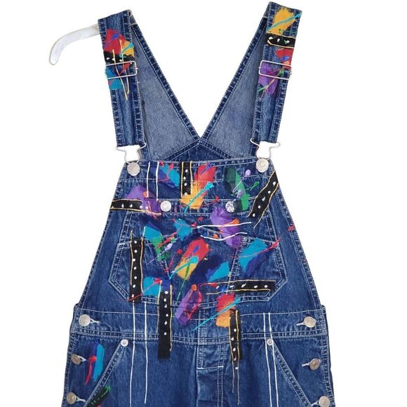 OOAK Jeans Overalls Small Womens Sarah Hand painted Originals Carpenter Pants - Picture 2 of 16